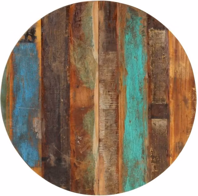Berkfield Home Round Solid Reclaimed Wood Table Top, Multicolour, Diameter: 80 cm, Thickness: 1.5 cm – 1