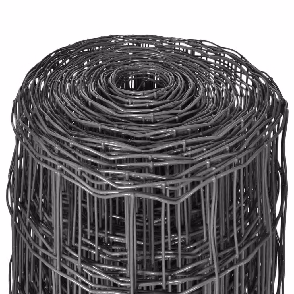 Berkfield Home Euro Fence PVC-Coated Steel Fencing, Grey, W: 10 m, H: 1.5 m – 3
