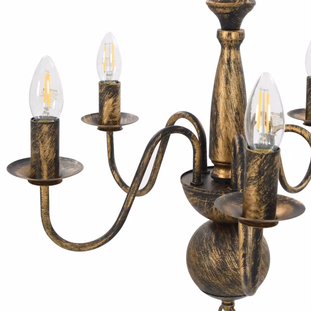 Berkfield Home Antique Black Metal Chandelier for Dining or Living Rooms with 5 x E14 Bulbs – 2