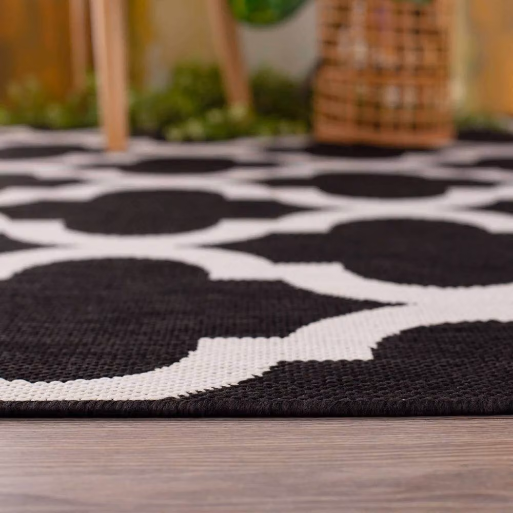 THE RUGS Moroccan Outdoor and Indoor Garden Patio Rug in Black, W/D/H: 140 x 200 cm – 4