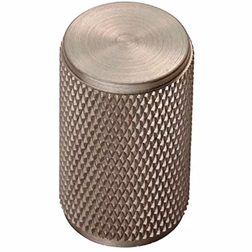 Loops Knurled Cylindrical Cupboard Door Knob in Brushed Silver