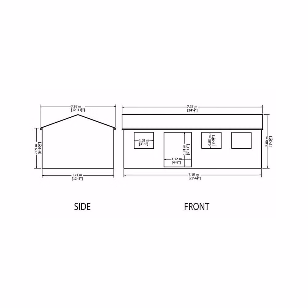Shires Mammoth Loglap Shiplap Garden Shed with Double Doors and Two Opening Windows in Brown, W: 7.31 m, D: 3.66 m – 3