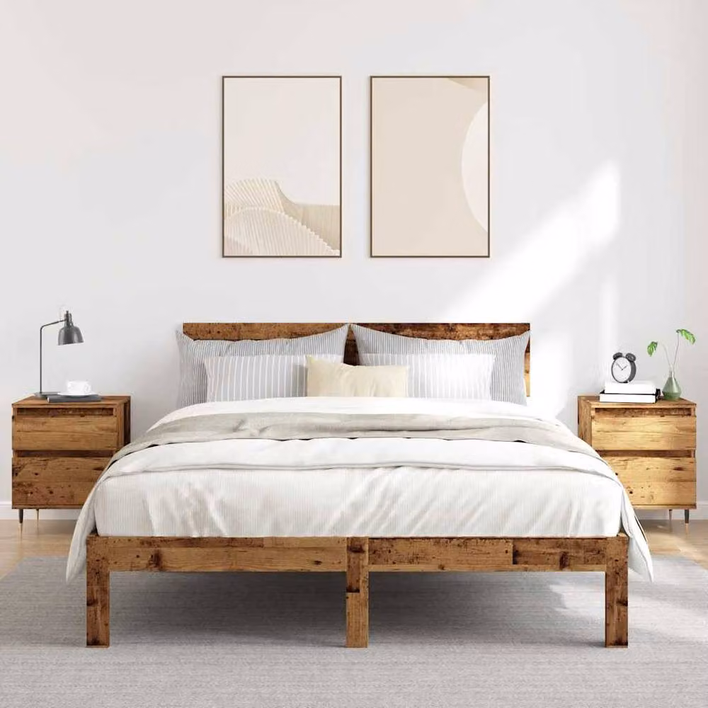 Berkfield Home Set of 2 Bedside Cabinets in Old Wood Brown, W/D/H: 40 x 35 x 50 cm – 3