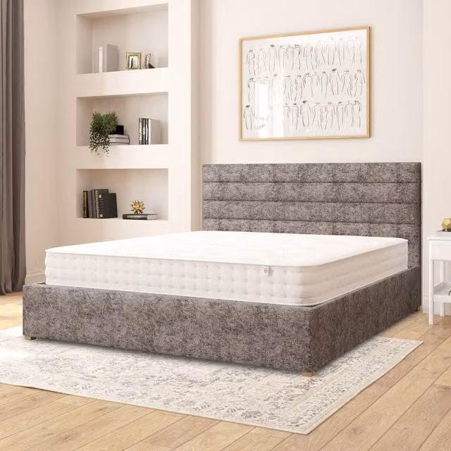 Aspire Kelly Fabric Ottoman Storage Bed in Grey Firenze Velour, Superking, 200x200 cm