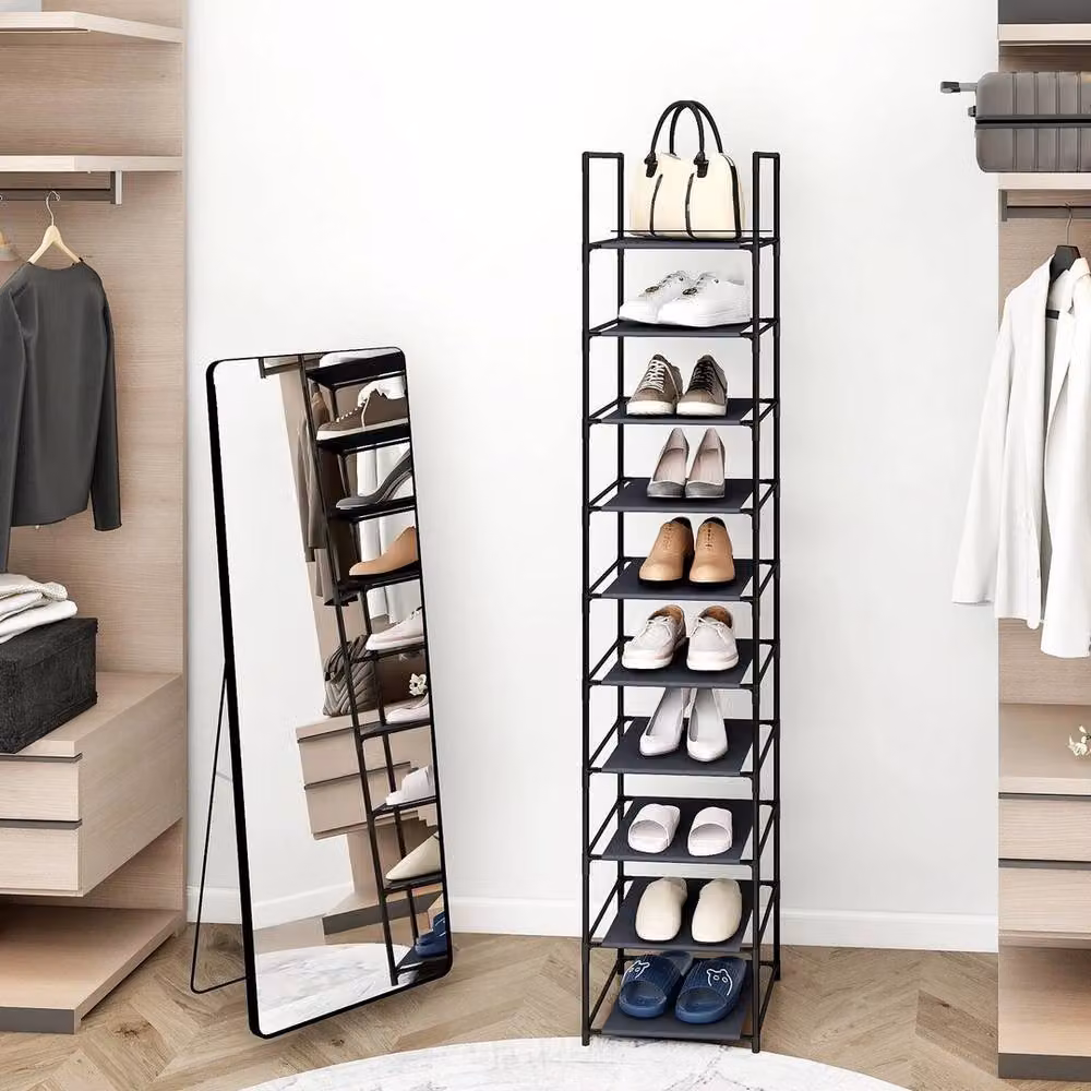 PAWNORA 10 Tier Metal Shoe Rack in Black, W/D/H: 33 x 33 x 173 cm – 5