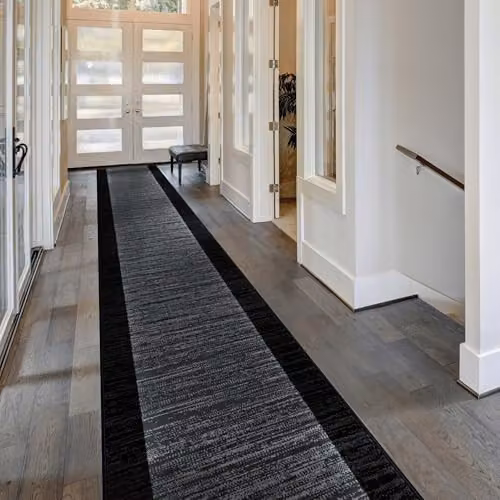 runrug Soft and Luxurious Hallway Runner Rug in Black, W: 80 cm, L: 150 cm