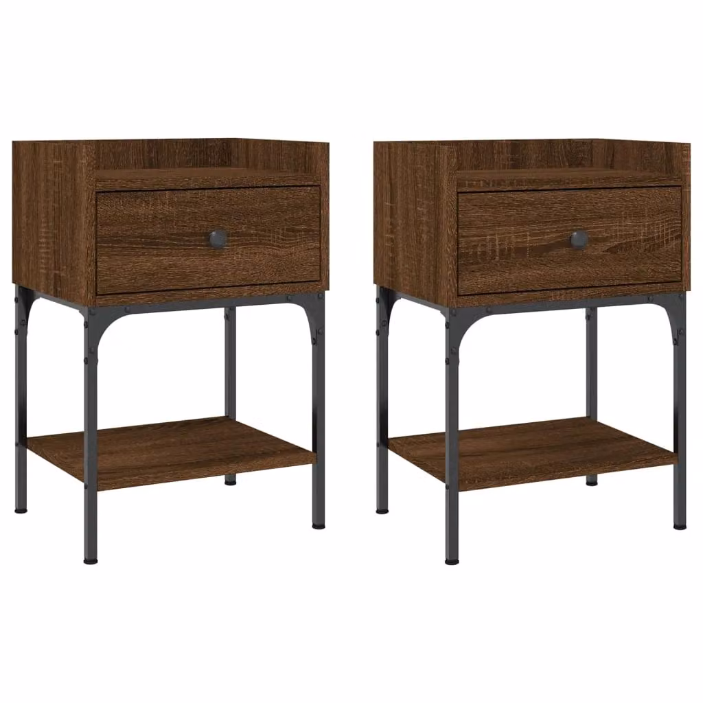 Berkfield Home Set of 2 Brown Oak Bedside Tables, W/D/H: 40.5 x 31 x 60 cm – 2