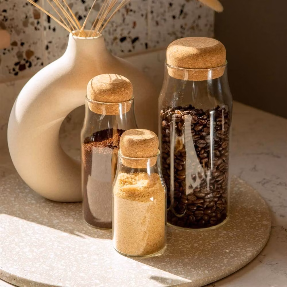 Havendro Glass Storage Bottle with Cork Lid, 720ml, Clear – 2