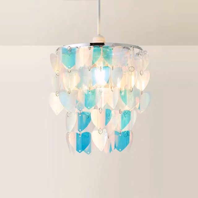 ValueLights Orla Irridescent 2 Tier Heart Easy Fit Ceiling Lamp Shade in Multicolour, Diameter: 22.86 cm – 1