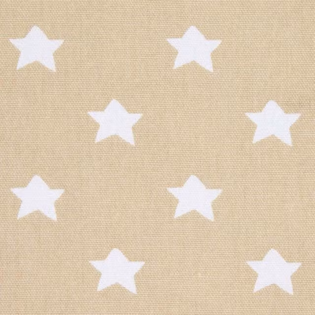 Homescapes Pure Cotton Stars Fabric, Beige and Brown, 150cm Wide