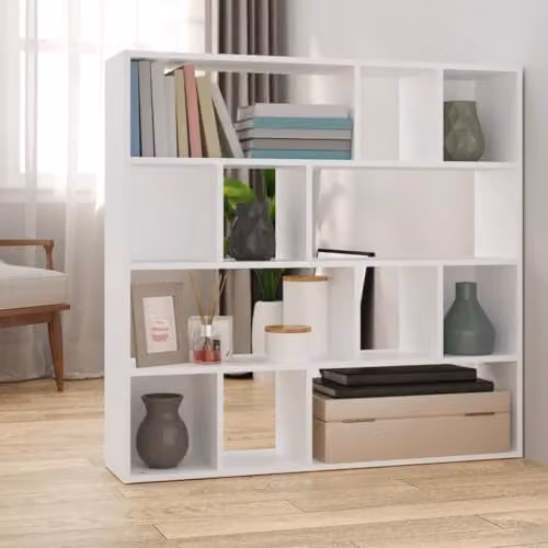 vidaXL Book Cabinet and Room Divider in White, W: 105 cm, D: 24 cm, H: 102 cm – 2