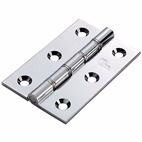 Loops Pair of Heavy Duty Butt Hinges in Polished Chrome, W/D/H: 7.6 x 5.0 x 0.25 cm