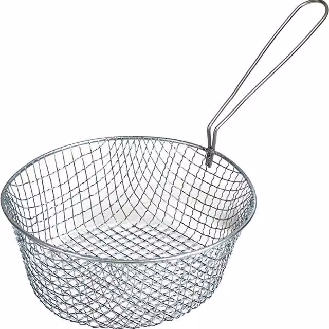 Sterling 8 Inch Silver Stainless Steel Mesh Replacement Wire Chip Pan Basket with Handles