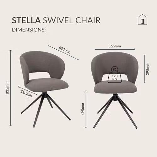 Bentley Designs Stella 360° Swivel Chair in Grey Bouclé – 2