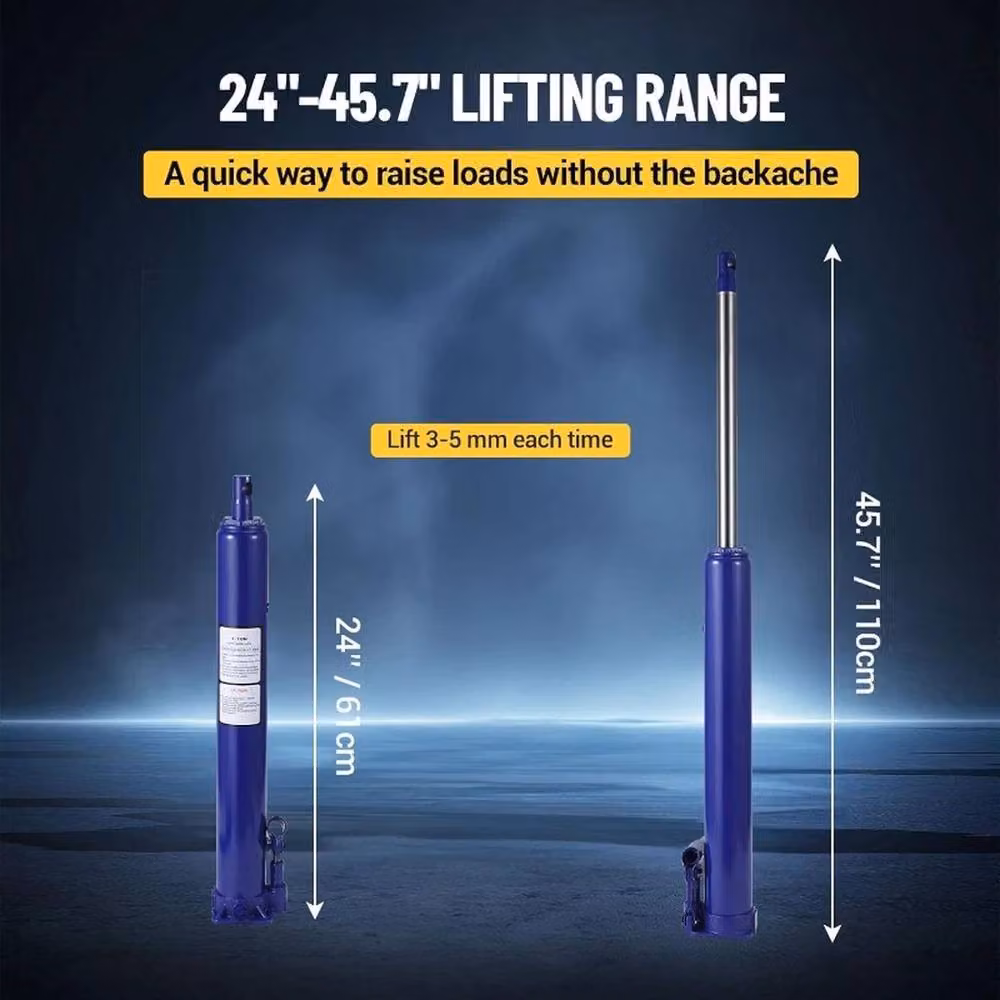VOGREX 4 Ton Air and Hydraulic Long Ram Bottle Jack Engine Hoist in Blue – 4