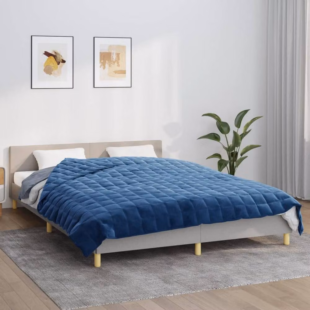 Berkfield Home Blue Weighted Blanket for Adults, W: 200 cm, D: 225 cm, 9 kg – 2