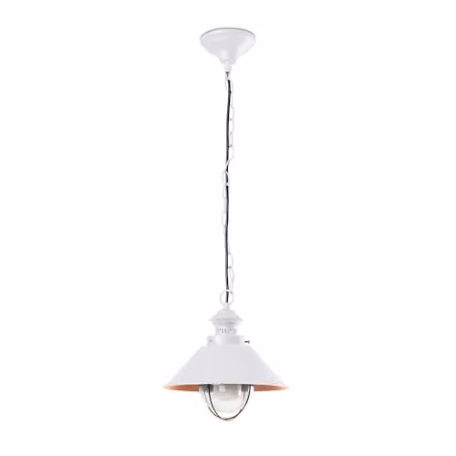 Netlighting Nautica Maritime Small Outdoor Ceiling Pendant Light in White and Copper with E27 Socket
