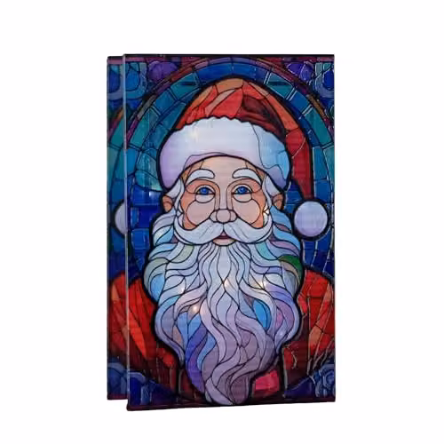 Samuel ALEXANDER Multicolour Double Sided Stained Glass Santa Decoration with LEDs, 21 cm – 2