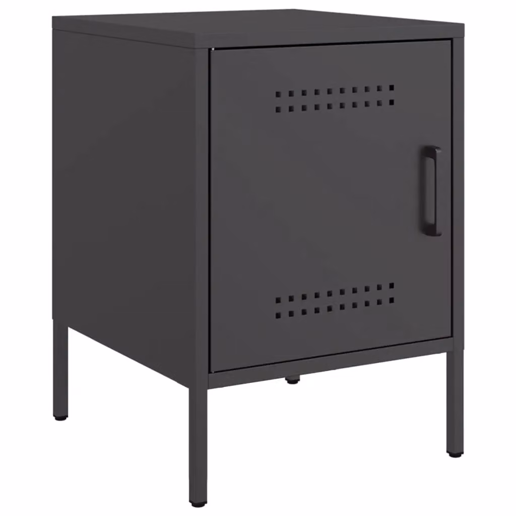Berkfield Home Set of 2 Black Industrial Metal Bedside Cabinets, W/D/H: 36 x 39 x 50.5 cm – 2