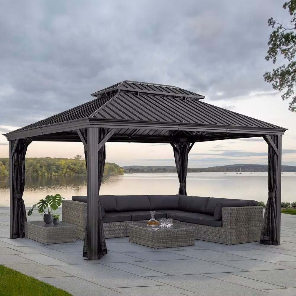 Sojag Messina Hip Roof Gazebo in Charcoal Grey with Metal Frame, W: 483 cm, D: 363 cm, H: 307.11 cm – 2