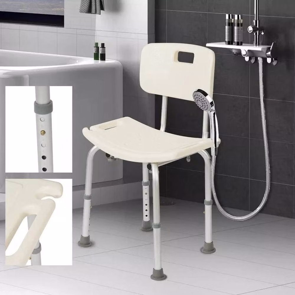 Kelvenix Adjustable Rectangular Non-Slip Shower Bath Chair in White – 2