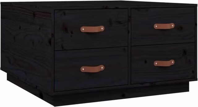 Berkfield Home Black Rustic Solid Pine Square Coffee Table W/D/H: 80 x 80 x 45 cm
