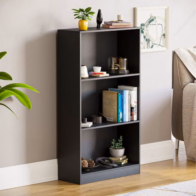 Vida Designs Cambridge Modern Black Bookcase, W: 108 cm, H: 60 cm, D: 24 cm