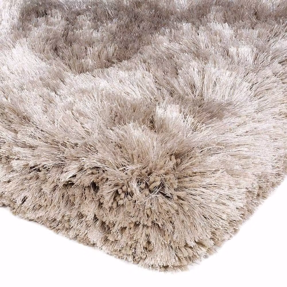The Rug Shop UK Handmade Plain Shaggy Sparkle Luxurious Anti-Shed Area Rug in Beige, W/D: 150 x 150 cm – 2