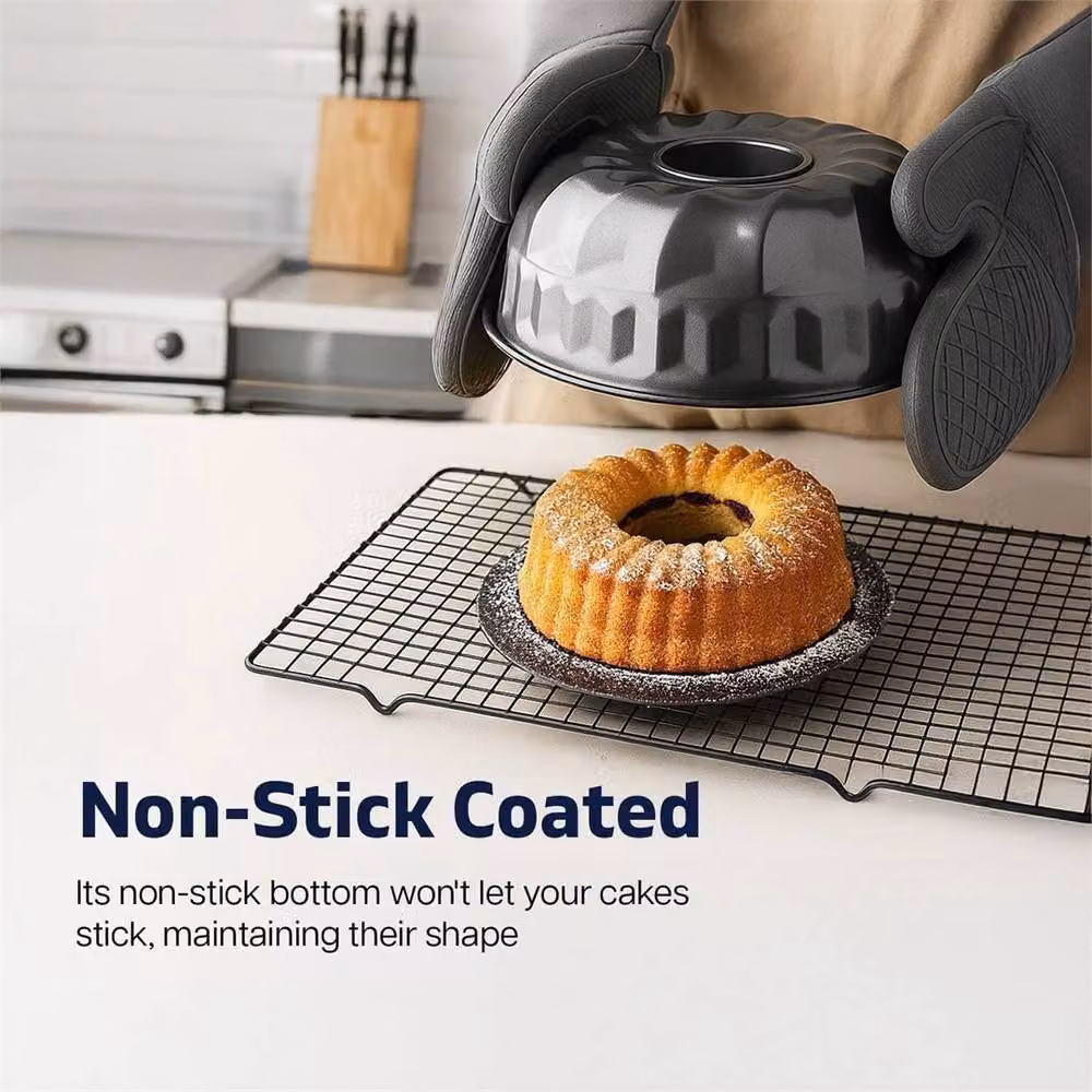 Nordara Non-Stick Fluted Round Bundt Cake Baking Tin in Grey – 3
