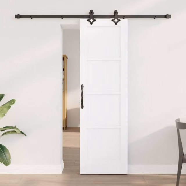 Berkfield Home Modern Sliding Door with Hardware Set in White Lacquered Solid Pine, W: 61 cm, H: 198.5 cm – 1