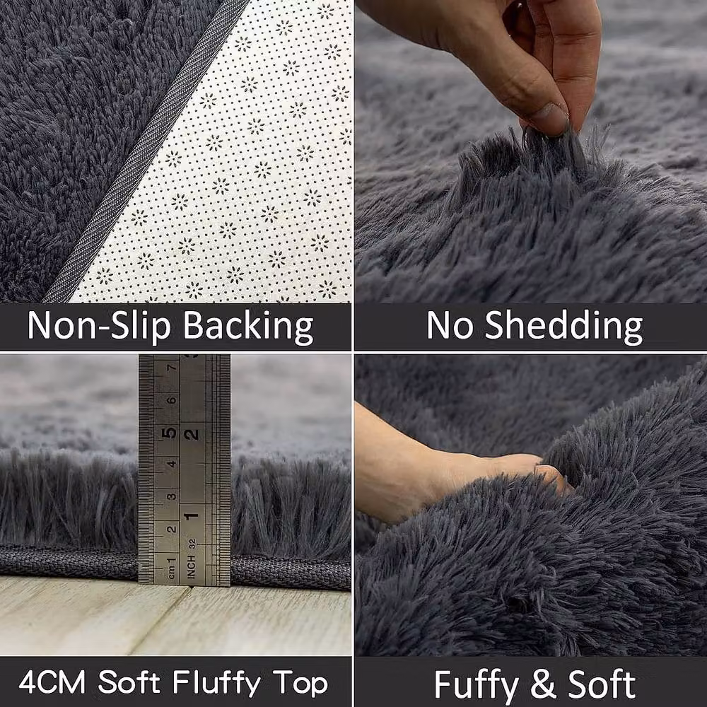 YnysTec Large Shaggy Rug in Beige, Soft Fluffy Anti-Slip Carpet for Living Room or Bedroom, W: 80 cm, L: 160 cm – 4