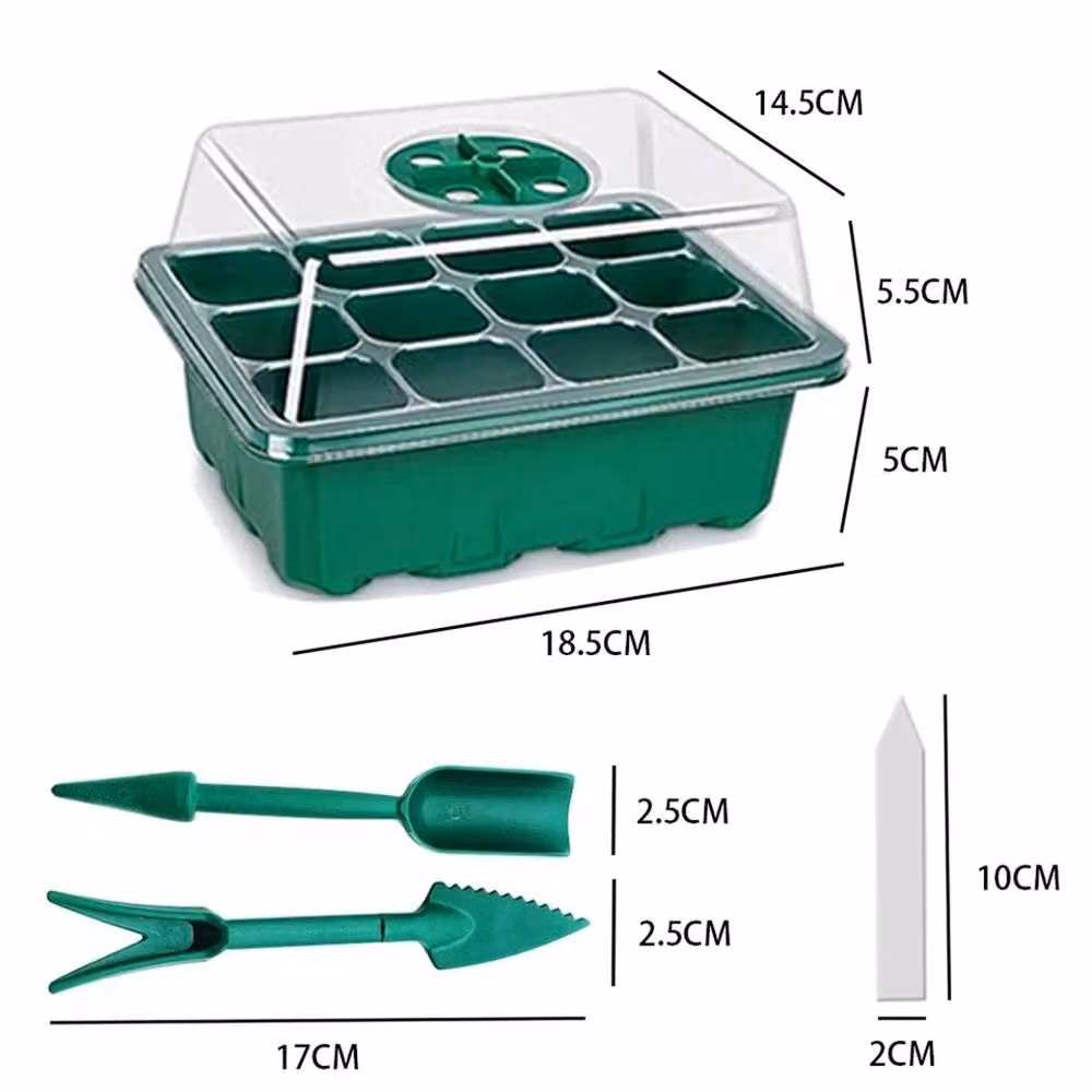 VOGREX 10-Piece Green Plastic Seed Starter Trays with 12 Holes for Plant Germination – 2
