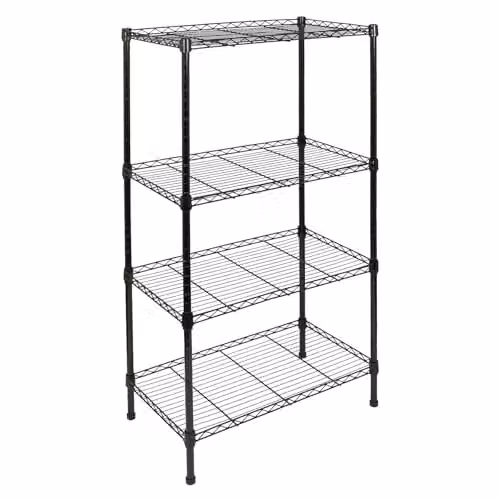 Harbour Housewares 4-Tier Black Metal Wire Shelving Unit with Adjustable Shelves, W/D/H: 122 x 60 x 35 cm – 1
