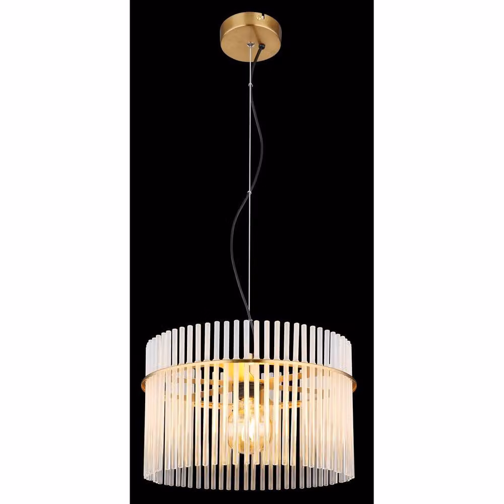 Netlighting Gorley Pendant Ceiling Light in Gold/Brass with Matt Opal Glass Shade, E27 – 2