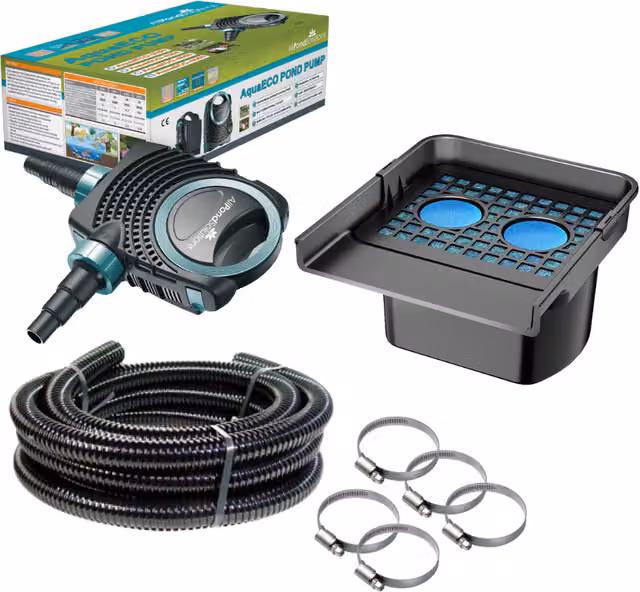 AllPondSolutions Waterfall Filtration Unit W-400 and AquaECO-10000 Cascade Kit, Black