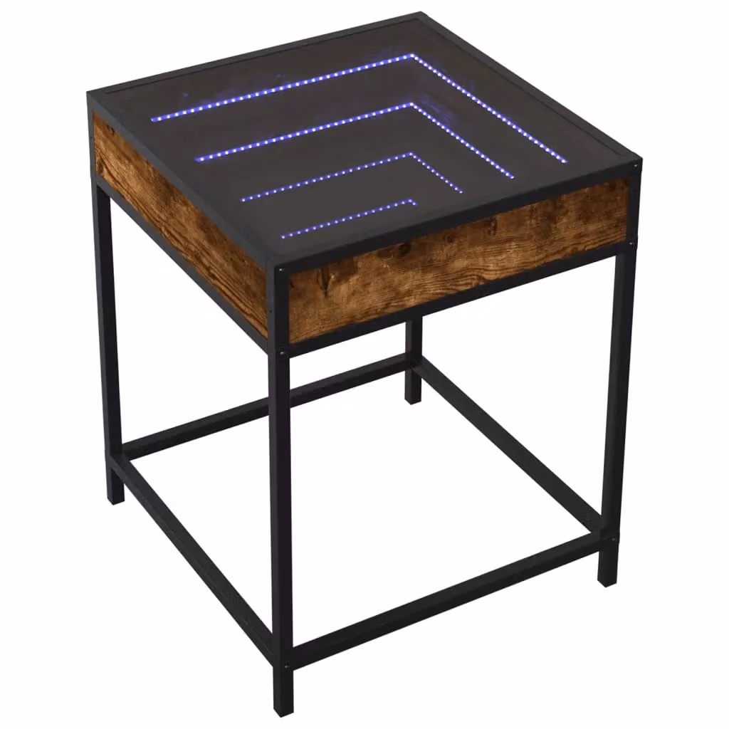 Berkfield Home Infinity LED Bedside Table in Smoked Oak Brown, W/D/H: 40 x 40 x 51 cm – 3