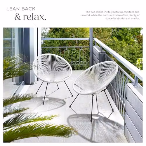 tectake Set of 2 Retro Garden Chairs in White – 2