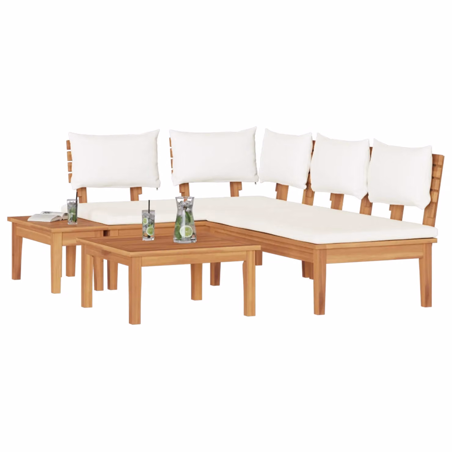 Berkfield Home 4 Piece Rustic Teak Wood Garden Bench Set in Brown – 2