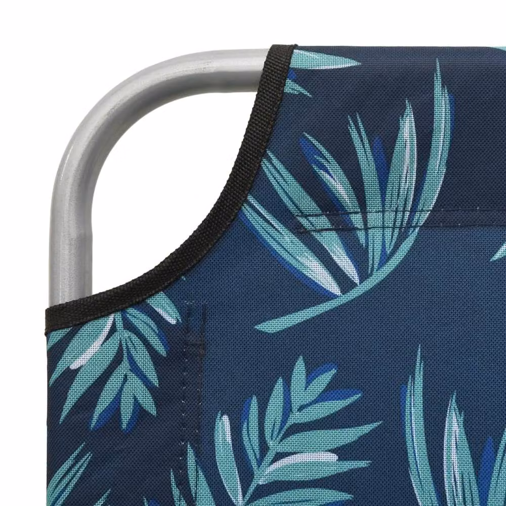 Berkfield Home Sun Lounger with Canopy in Navy Blue Steel Leaf Print – 5