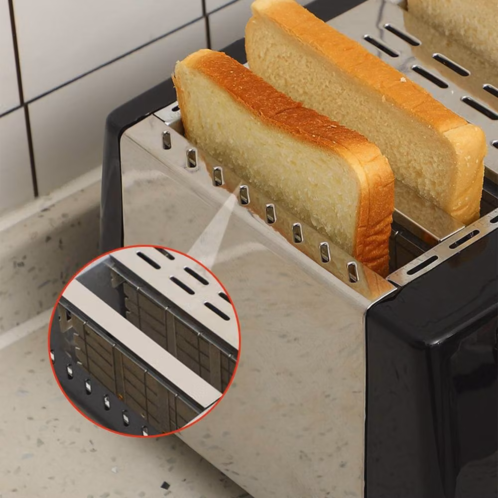 Ventryn 4 Slice Black Toaster with Variable Browning, Defrost and Reheat Functions – 4