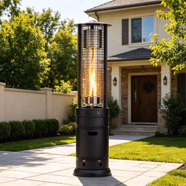 HEATSURE Taller Spiral Flame Patio Heater 13.5KW, Black, H 196.0 cm x W 20.0 cm