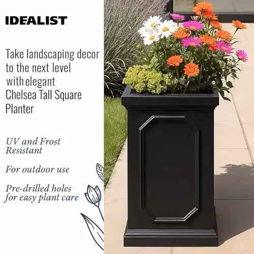 IDEALIST Small Grey Stone Planter Pot, Height: 52 cm, Volume: 30 l – 5