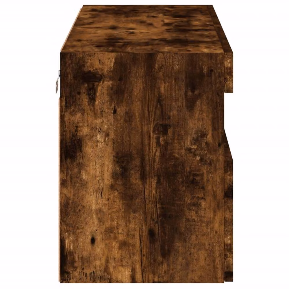 Berkfield Home TV Wall Cabinet with LED Lights in Smoked Oak Brown, W/D/H: 80 x 30 x 40 cm – 9