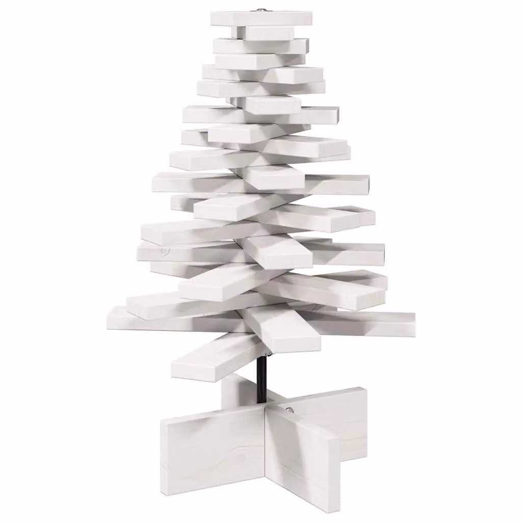 Berkfield Home White Rustic Wooden Tabletop Christmas Tree, Height: 60 cm – 2