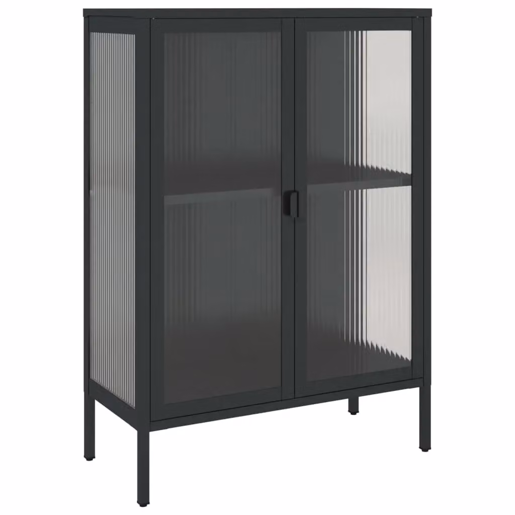 Berkfield Home Modern Black Sideboard with Glass and Metal, W/D/H: 75 x 35 x 105 cm – 2