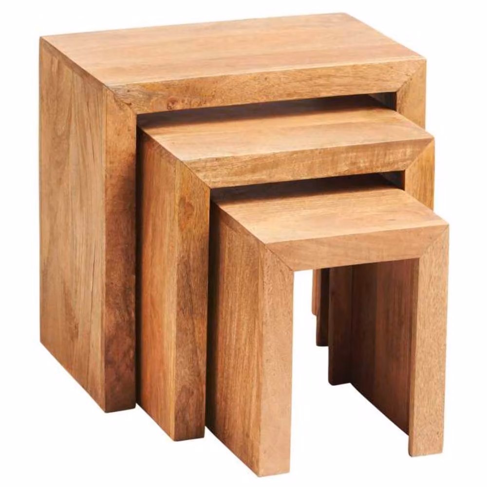 Wyld Haus Set of 3 Manila Light Mango Wood Nesting Tables in Brown – 2