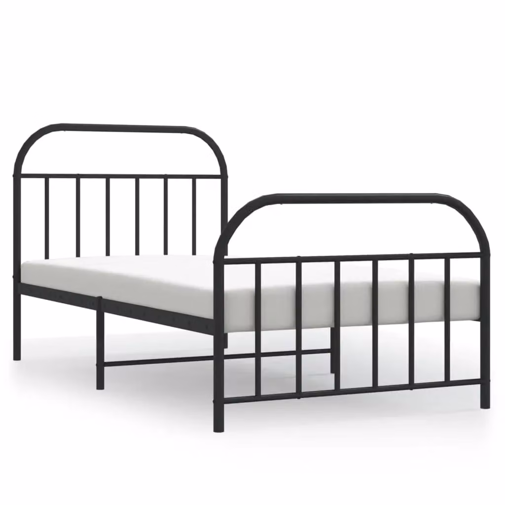 Berkfield Home Metal Bed Frame with Headboard and Footboard in Black, W/D/H: 100 x 200 cm – 2