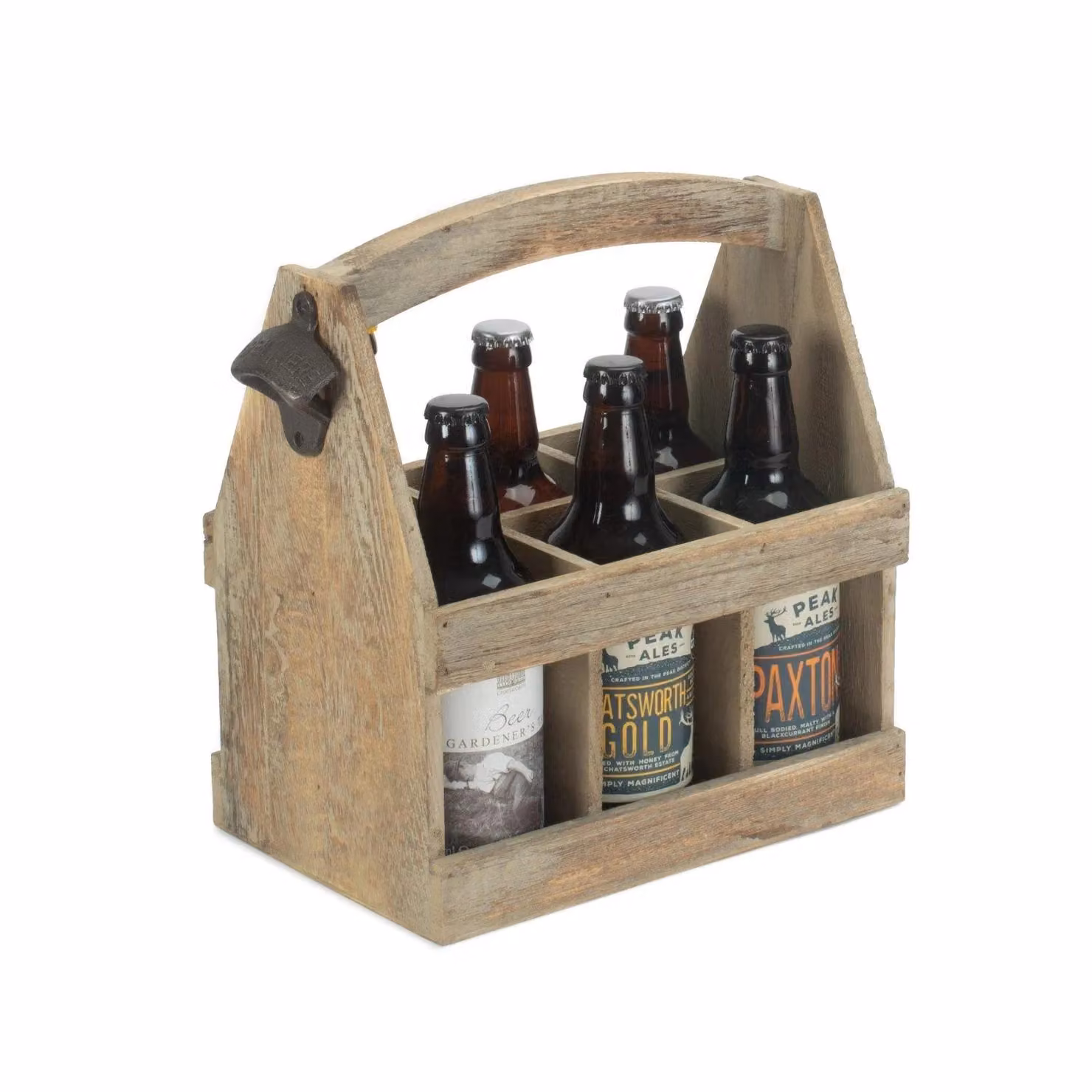 Red Hamper Oak Effect Wooden Bottle Carrier in Brown – 2