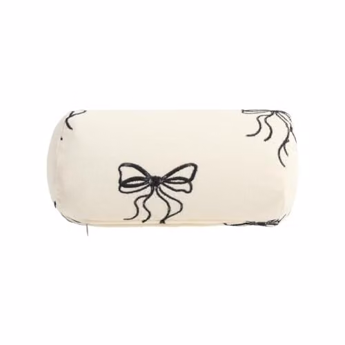 OHS Inflatable Bow Beach Bolster Pillow with Soft Microfibre Removable Cover, W/D/H: 36 x 16 x 16 cm