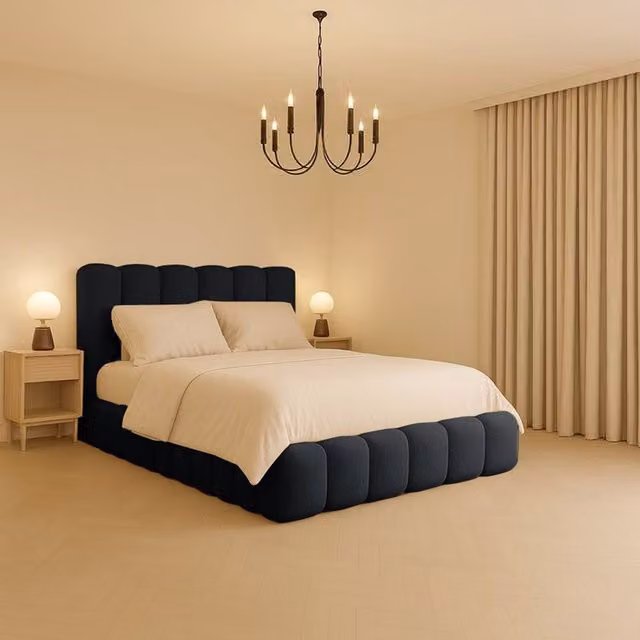 Desire Deco Alice Upholstered Plush Velvet Bed Frame, Black